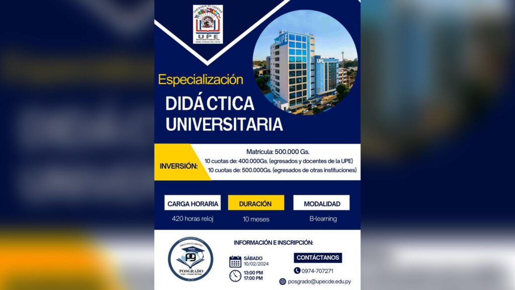 ¡Estudiá Didáctica Universitaria en la UPE CDE!