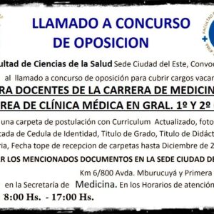 LAMADO A CONCURSO DE OPOSICIÓN – FACULTAD DE CIENCIAS DE LA SALUD