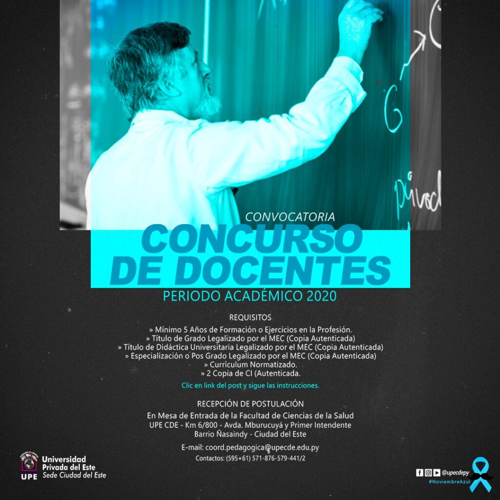 Convocatoria a Concurso Público de Oposición para Cargos Docentes – Periodo Académico 2020