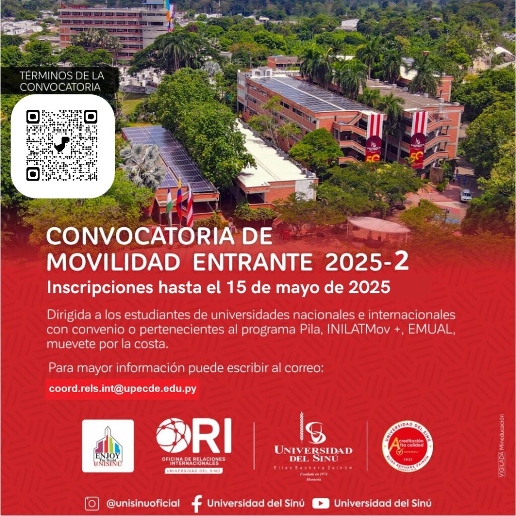 Convocatoria Abierta – Movilidad Estudiantil Presencial en UNISINÚ, Colombia