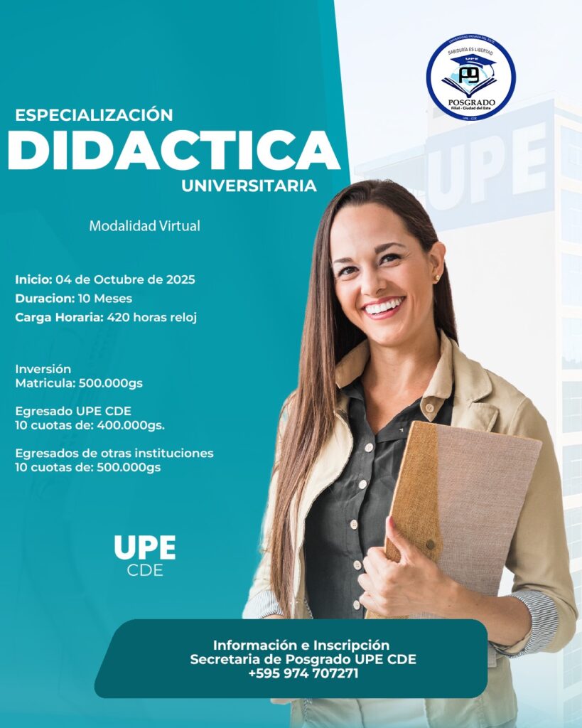 La UPE CDE presenta la Especialización en Didáctica Universitaria