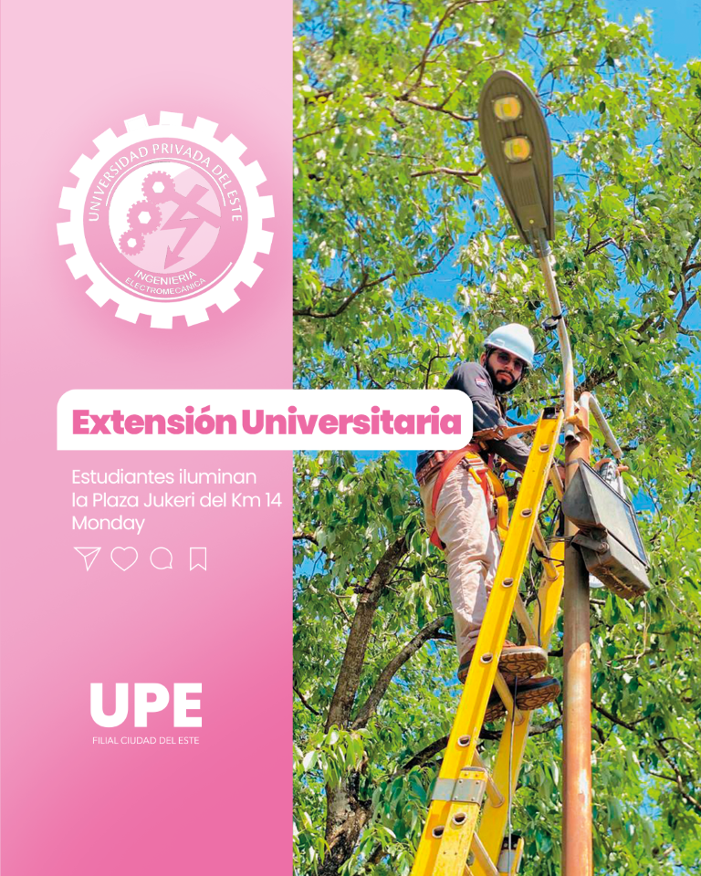 Estudiantes de Electromecánica UPE CDE iluminan la Plaza Jukeri del Km 14 Monday